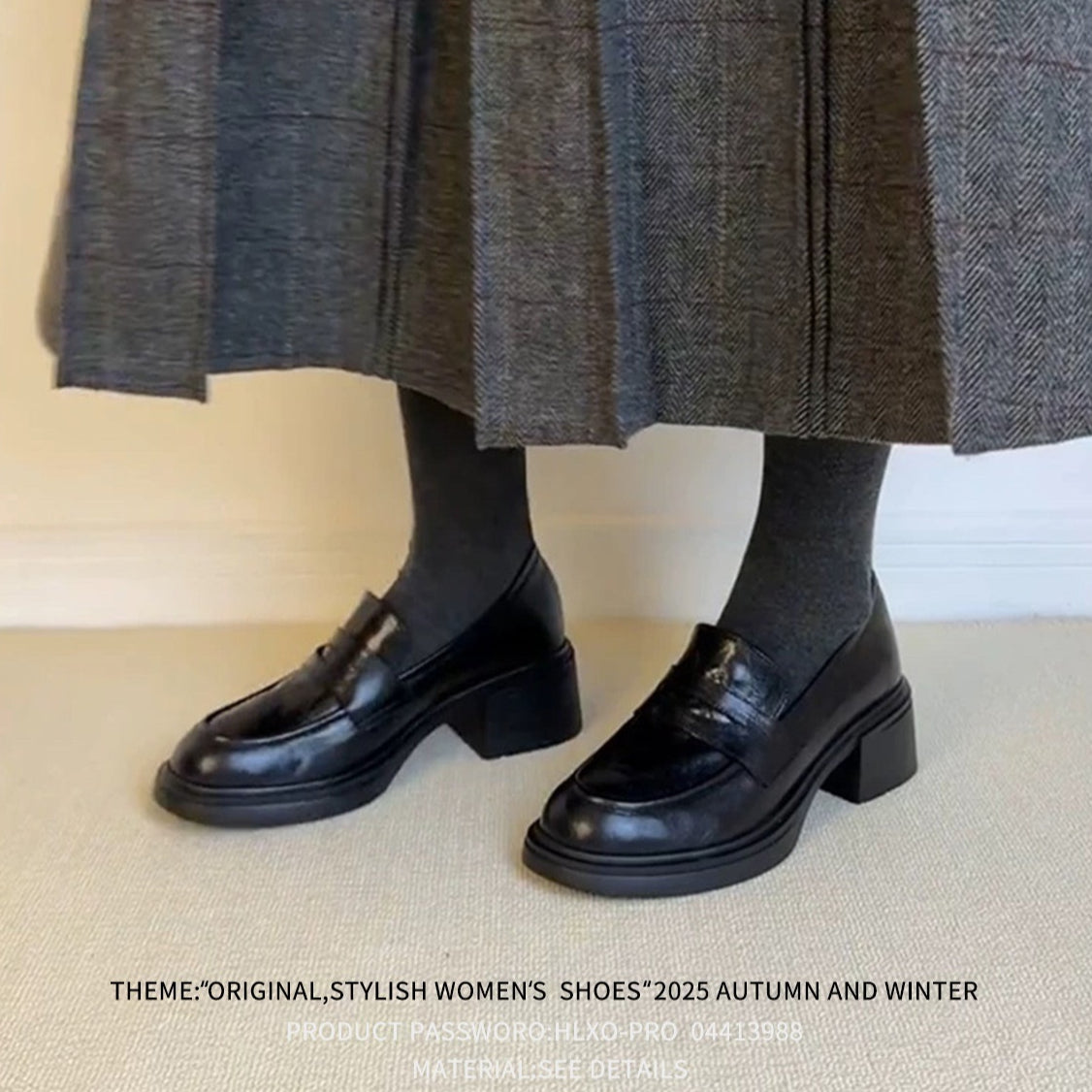 Rétro Pompes à orteils ronds à talons chunky