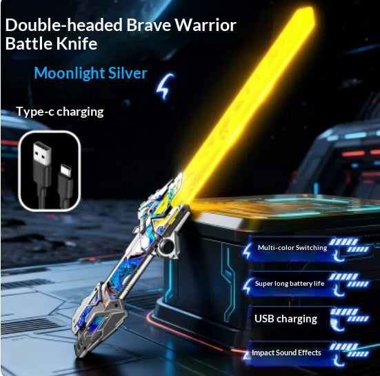 Double-lame Lightsaber Kids Toy Crescent Moon Saber Épée à laser télescopique à double tranchant