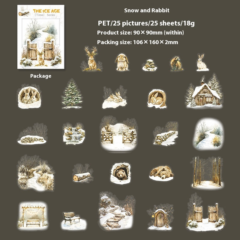 Belle journée d'hiver animal paysager PET Sticker Bag