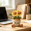 Crochet fait à la main double fleur de soleil Pot ornement doux fil éternelle Crochet Blooms Avec F