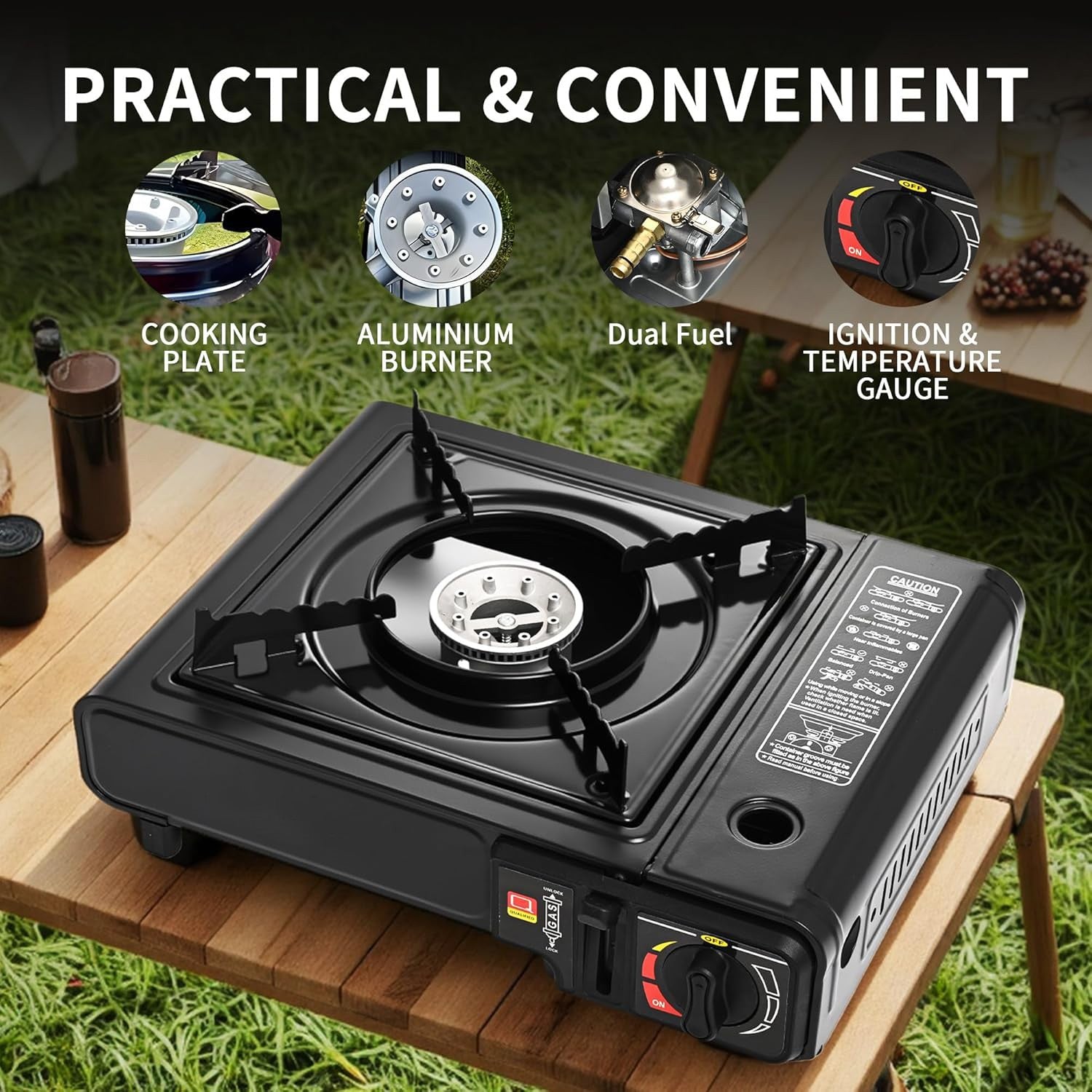 Camping en plein air Butane Gas Stove Portable Single Burner Hob BBQ Picnic Cooker UK