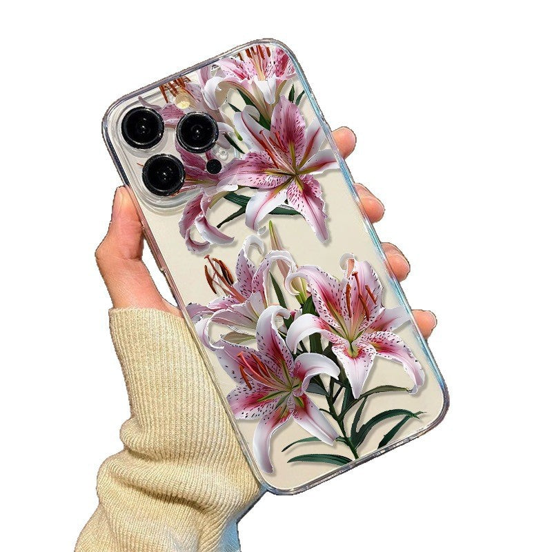 Étui téléphonique versatile transparent TPU Fleur