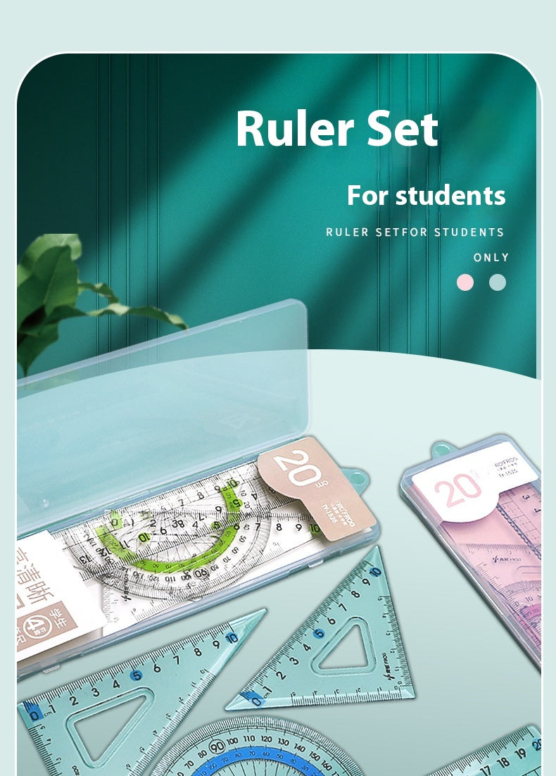 Youpai Ruler Sets Dessin acrylique transparent Protracteur carré quatre pièces