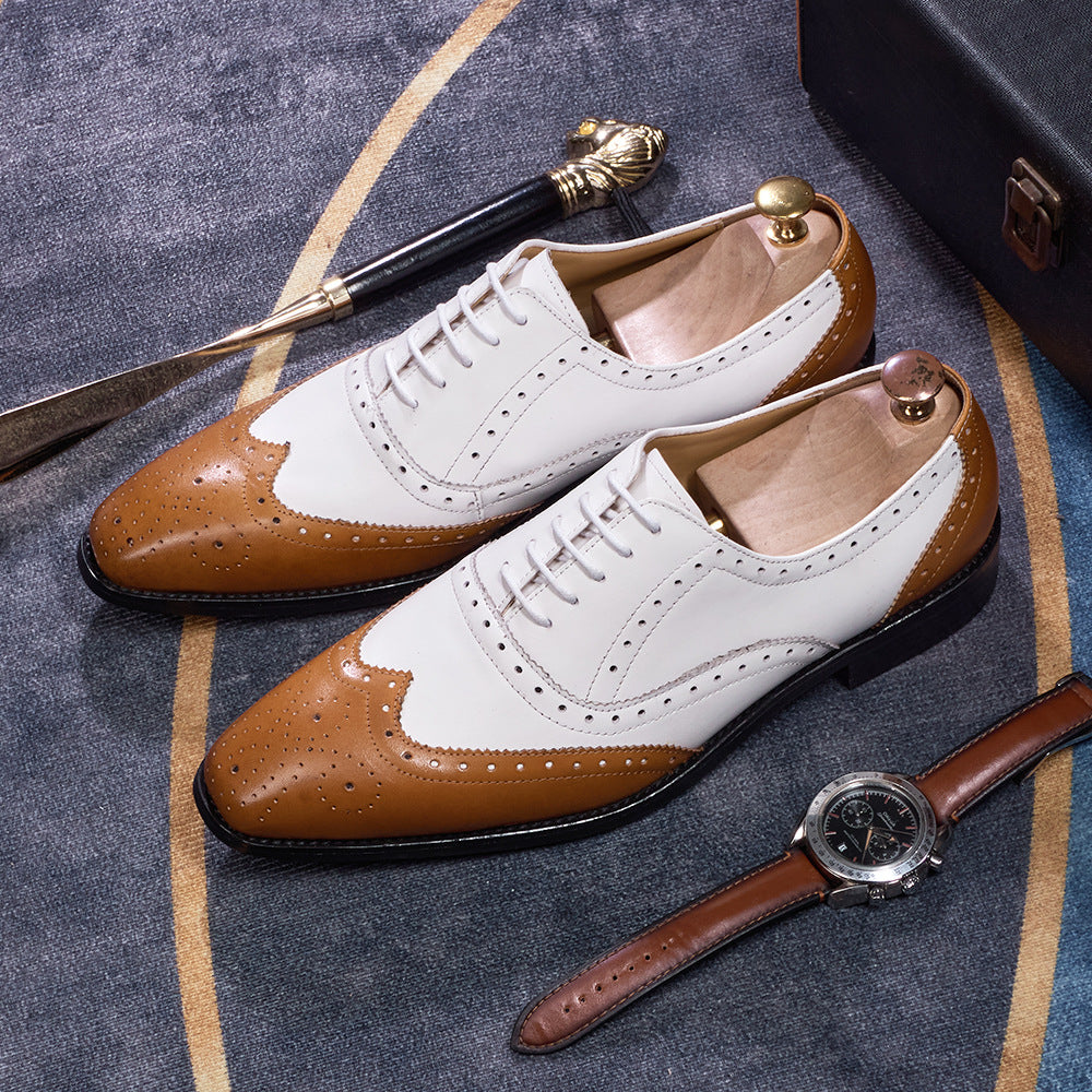 Brogues européennes et américaines pour hommes d'affaires et occasionnels portant des orteils pointus