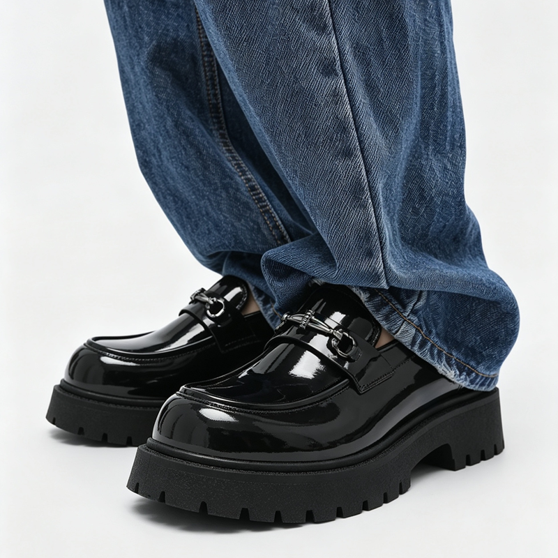 Chaussures d'orteil rondes masculines élevées