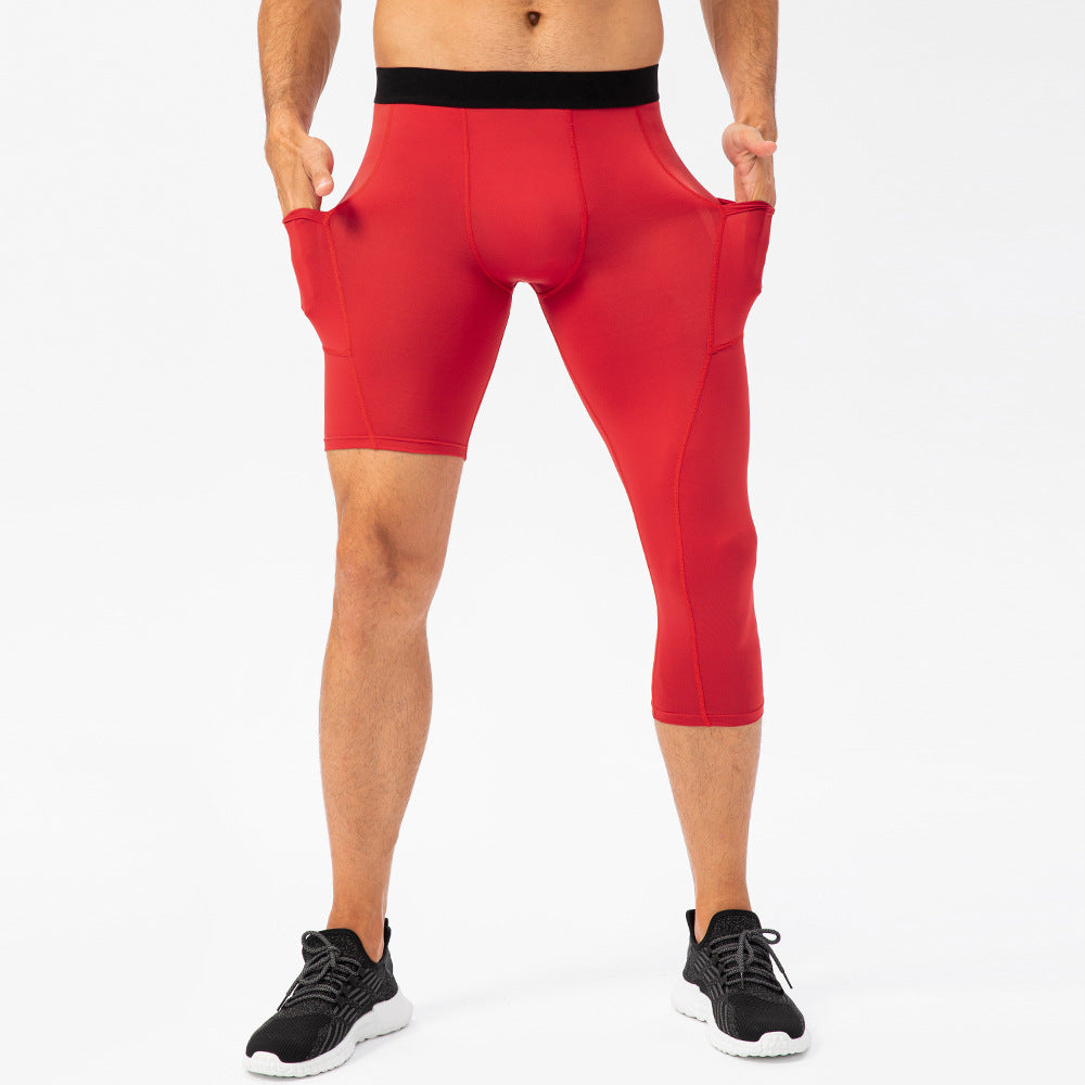 Pantalon de fitness à jambes simples pour hommes Longueur de la poche