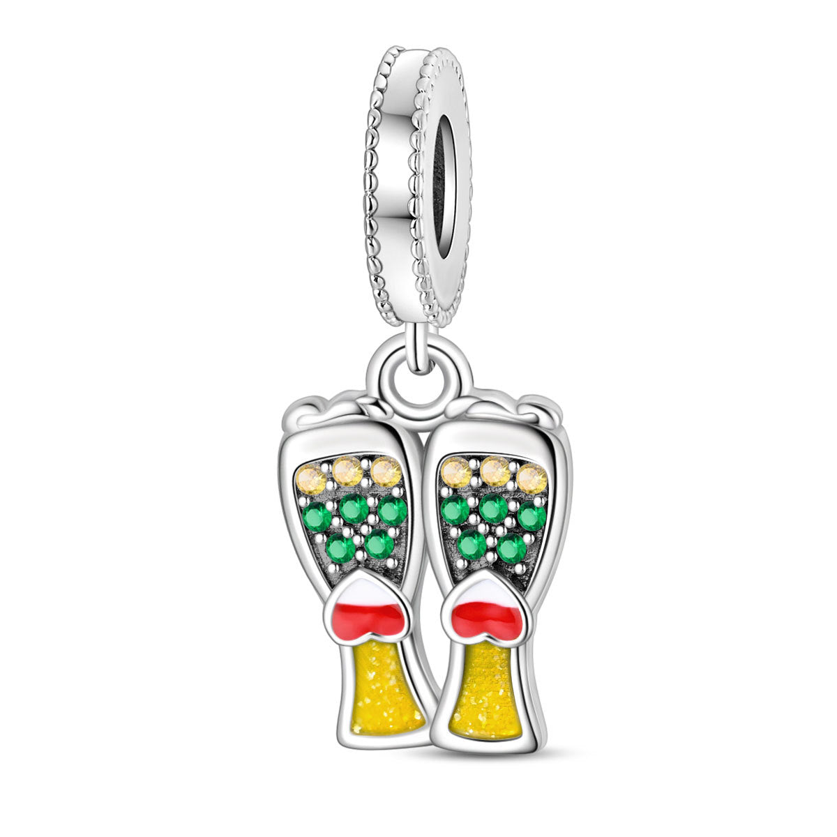 Bracelet pendentif en verre de bière et en verre de vin à thème festif