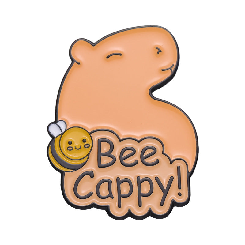 Broche d'insigne de peinture de style animal Capybara