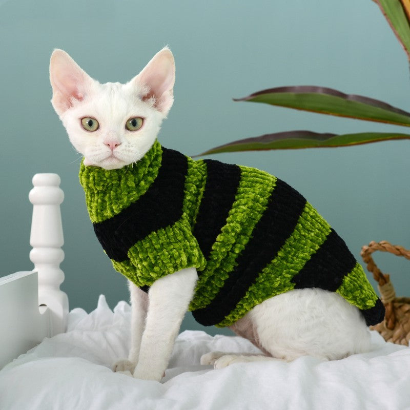 Sweater rayé élégant pour votre ami félin