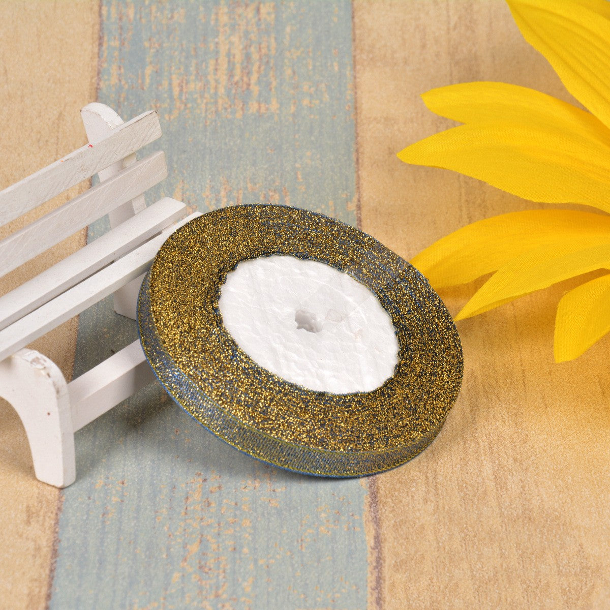 1cm Oignon vert coloré avec 3 points Ribbon Bow Gold Silk Argent Polyester Ribbon