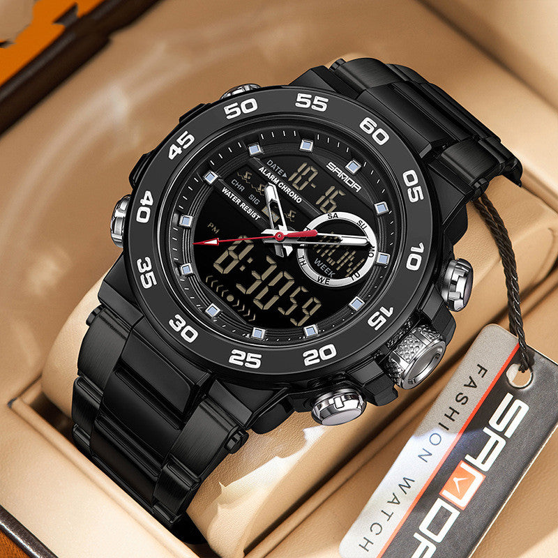 Simple Grand cadran Montre numérique étudiante à trois mains