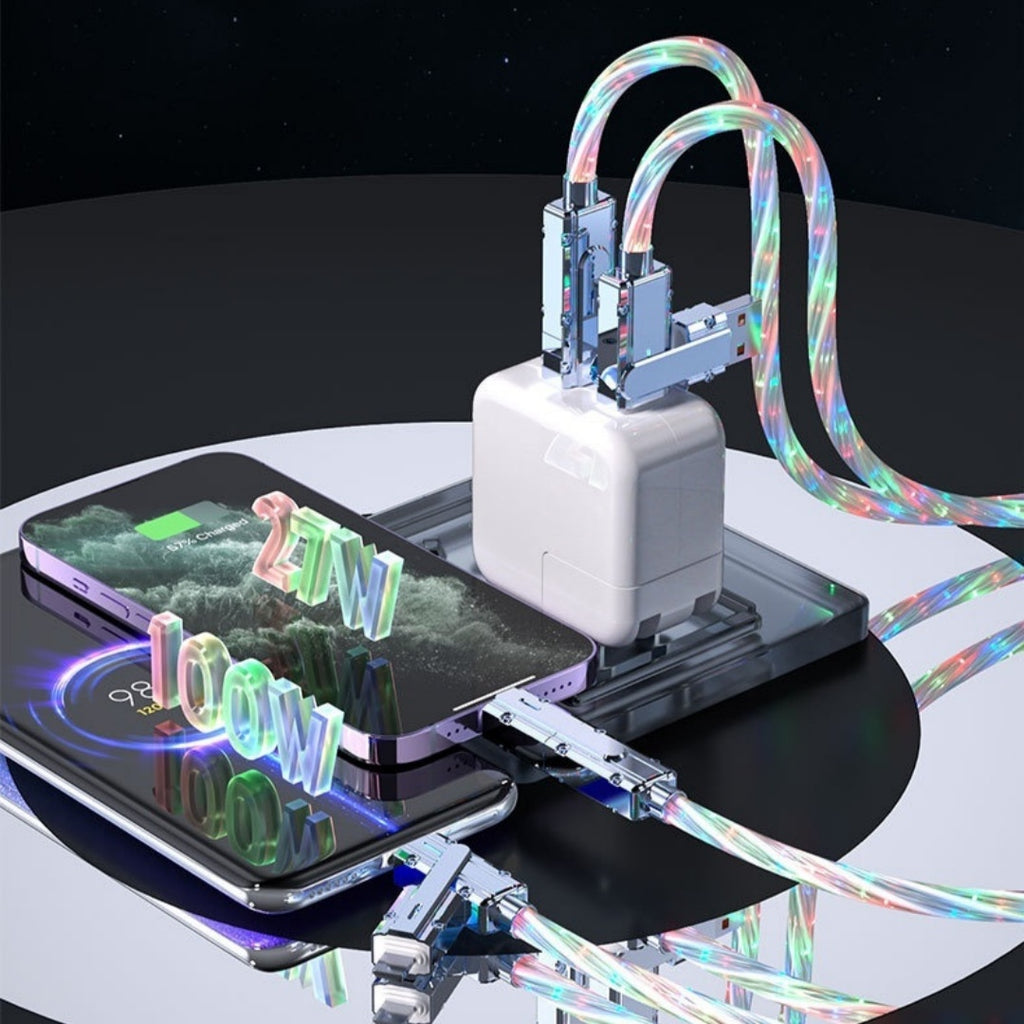 Star Sky Magnifique Streamer couleur charge rapide 4-en-un câble de charge lumineuse