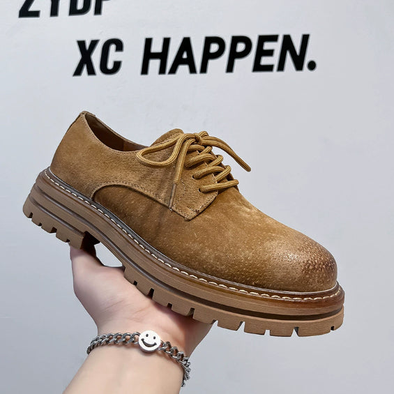 Youngful Round-toe Hommes style britannique Pigskin occasionnel Mid-heel Large-toe Work Shoes