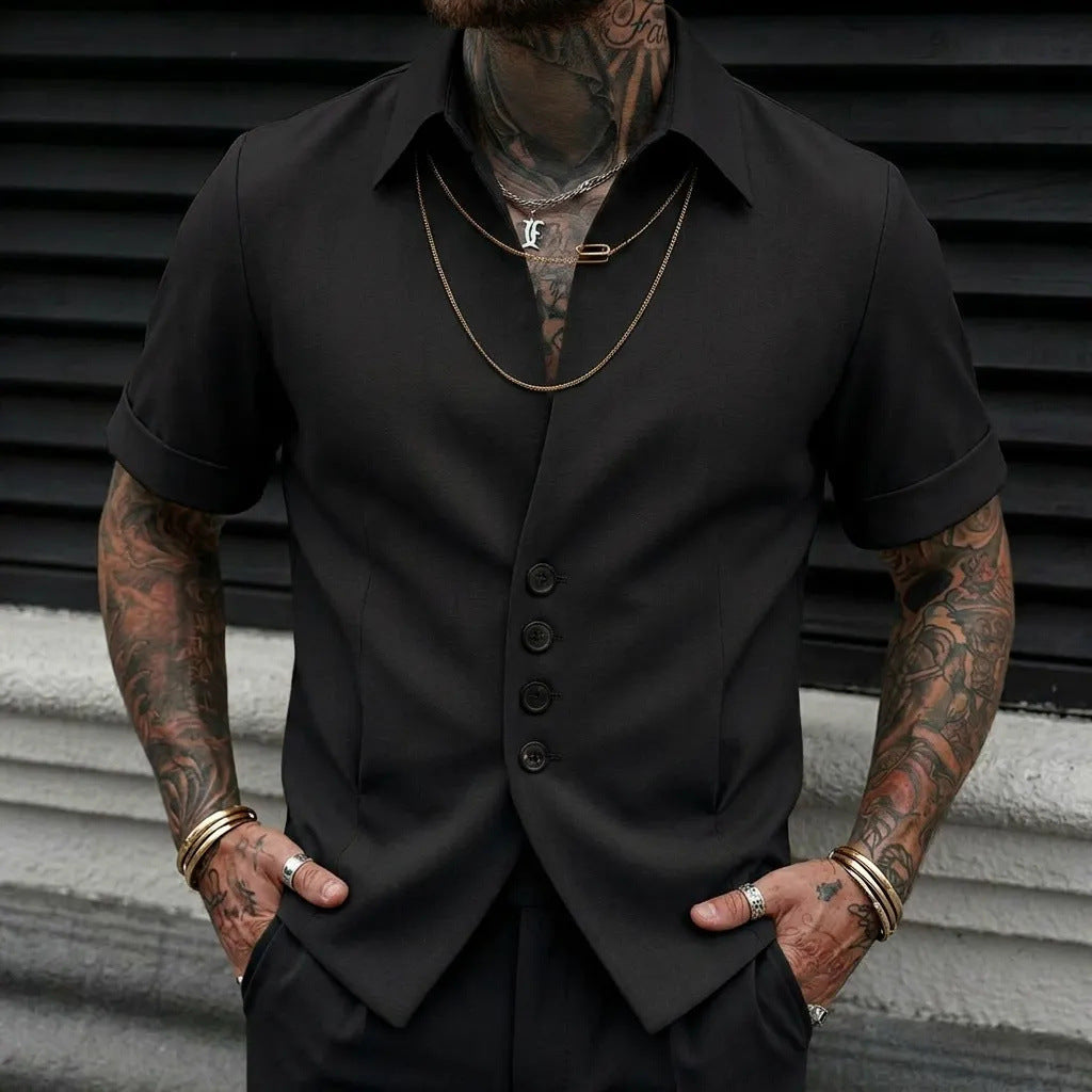 Chemise casual homme couleur solide été