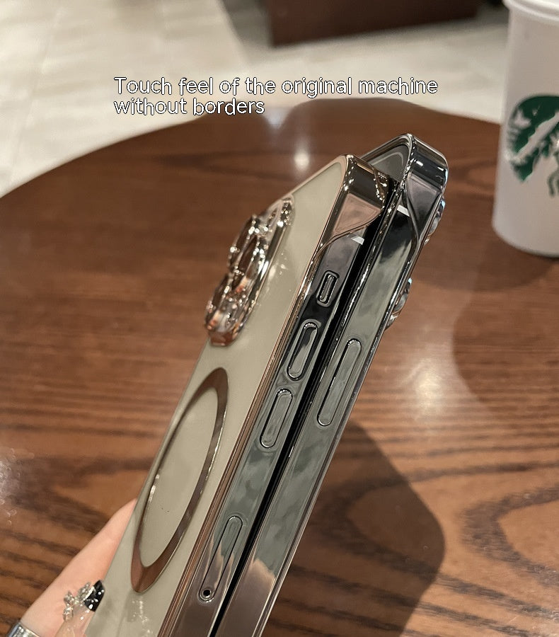 Étanche à la poussière en plastique Net Electroplating Frameless Phone Case I Magnetic Hard Shell