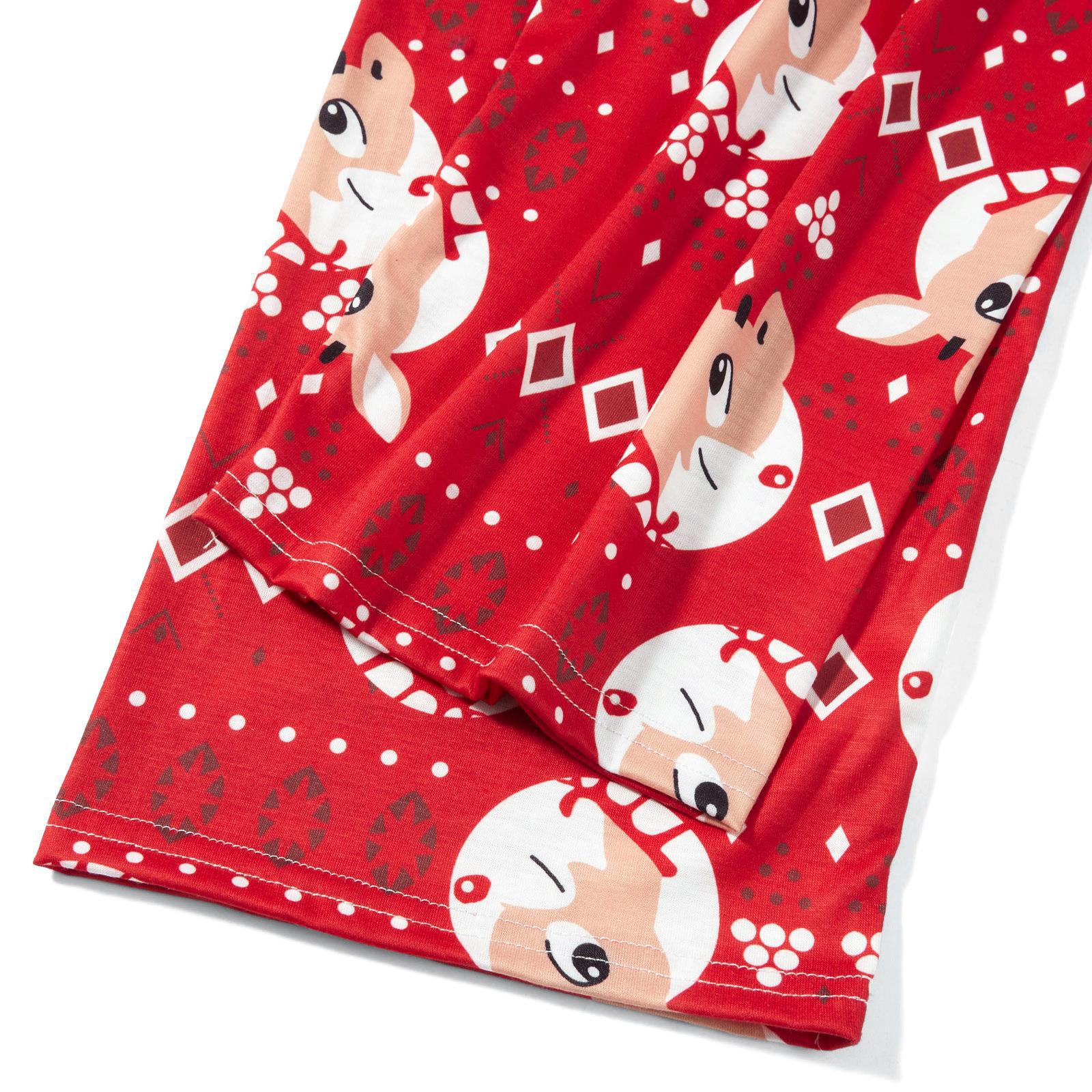 Imprimé Pyjama Noël Parent-enfant Porter Col rond Col Longue Manches