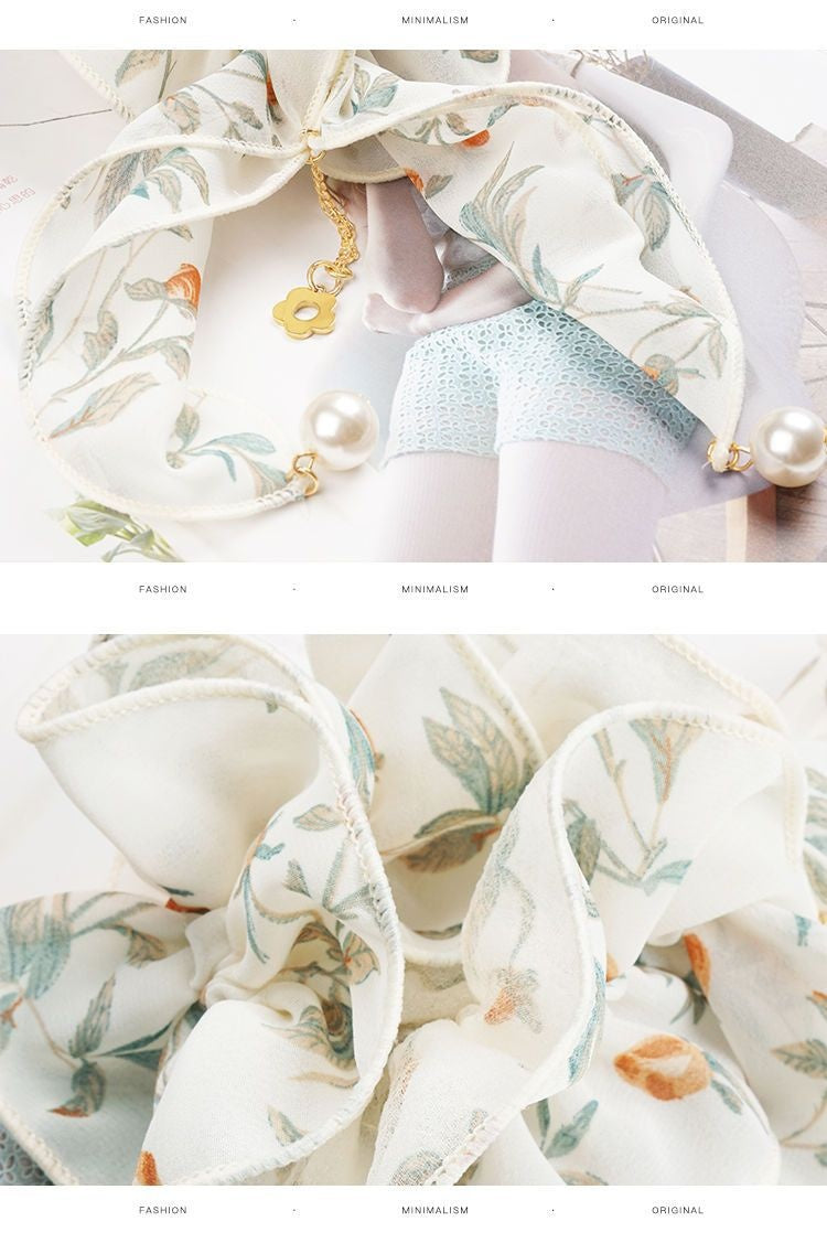 Original Retro Large Intestine Hair Band Summer Ribbon Hair Accessory Cute Flower Hair Chain