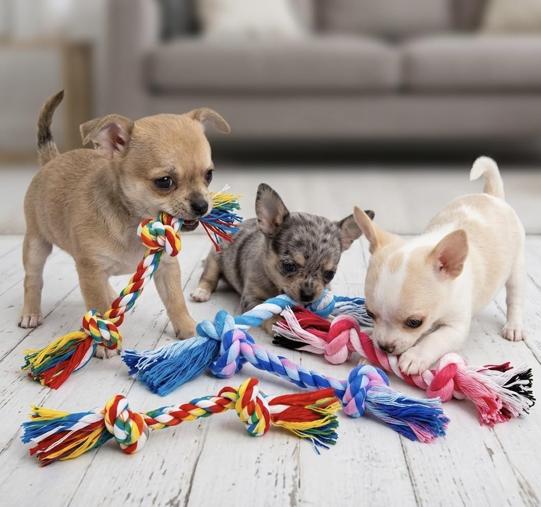 Mini Paquet de corde à croquer pour petits chiens - Jouets de corde à croustilles pour Chihuahua