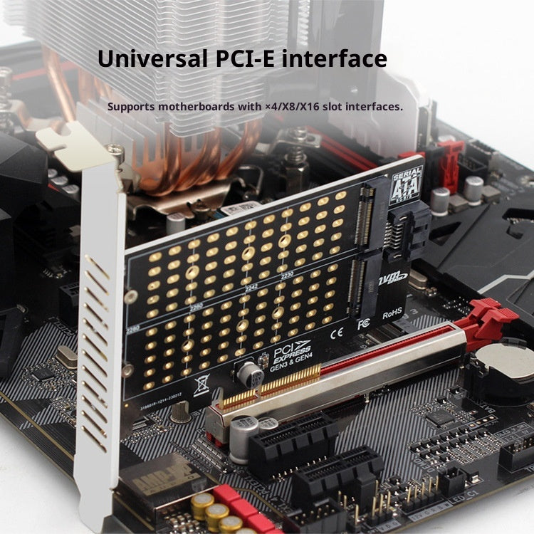 PH42 M2 NVMe NGFF SSD vers PCIE SATA Dual Disk Transfer Support de carte étendu MKey BKey