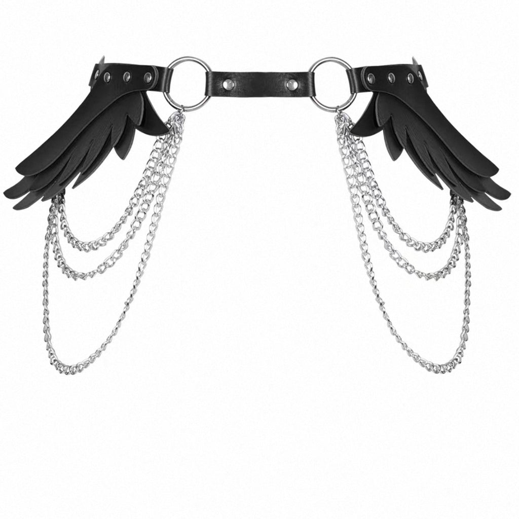 Y2K Sweet Cool Girl Belt Décoration avec Devil Angel Wings Chaîne de taille Subculture fille 2D