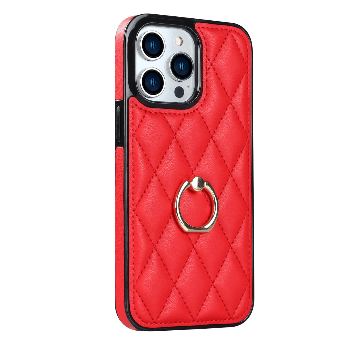 Boîtier de téléphone Ring Diamond Bracket Etui de téléphone en cuir Résistant aux chutes pour femmes