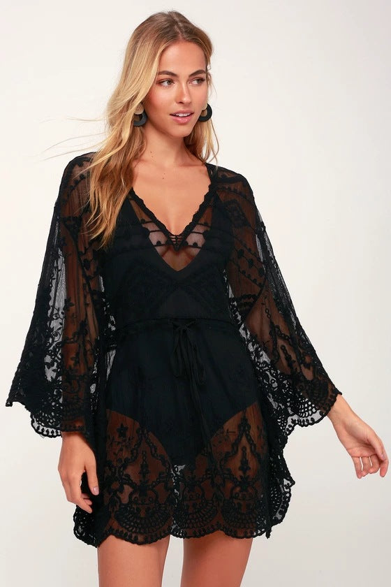 Maillot de bain en dentelle avec Blouse et Bikini creux
