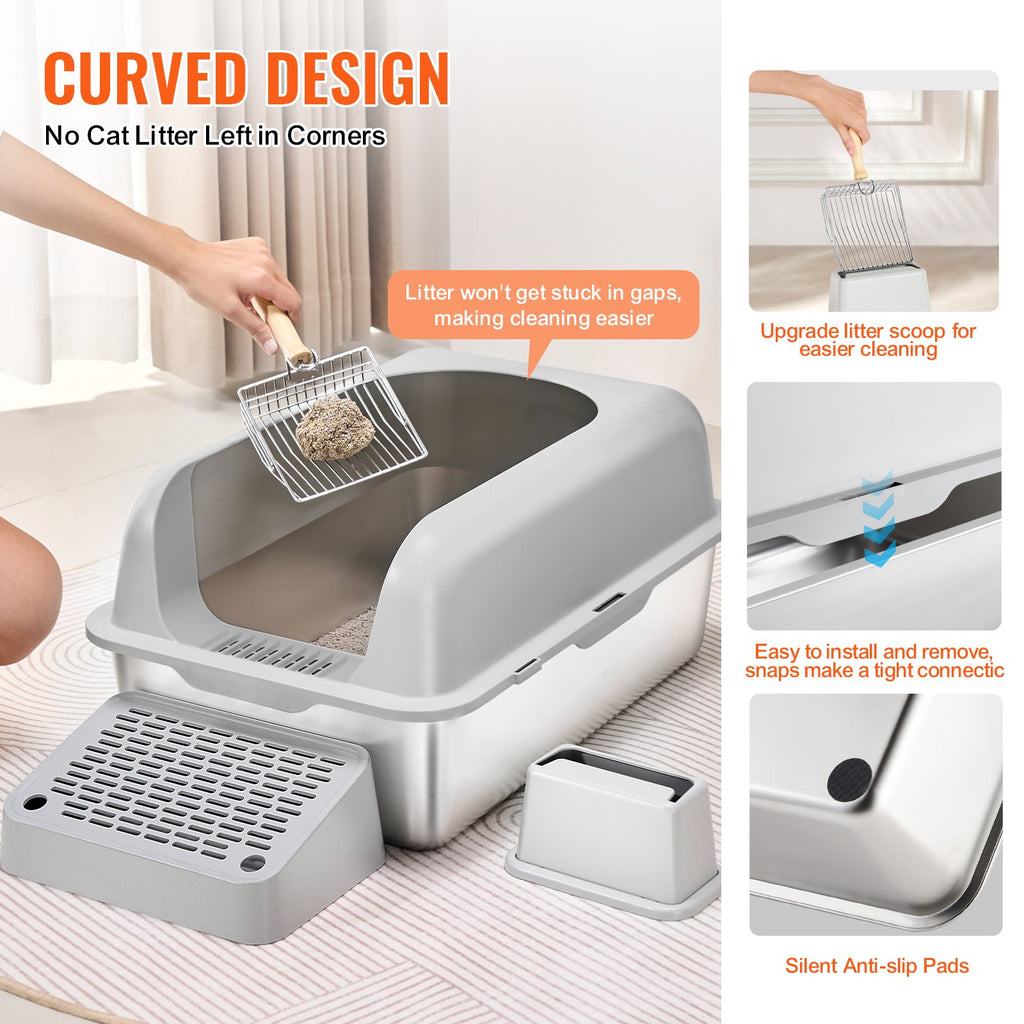 VEVOR 6 Boîte à litière pour chat profond Boîte à litière sans or avec panneau filtrant