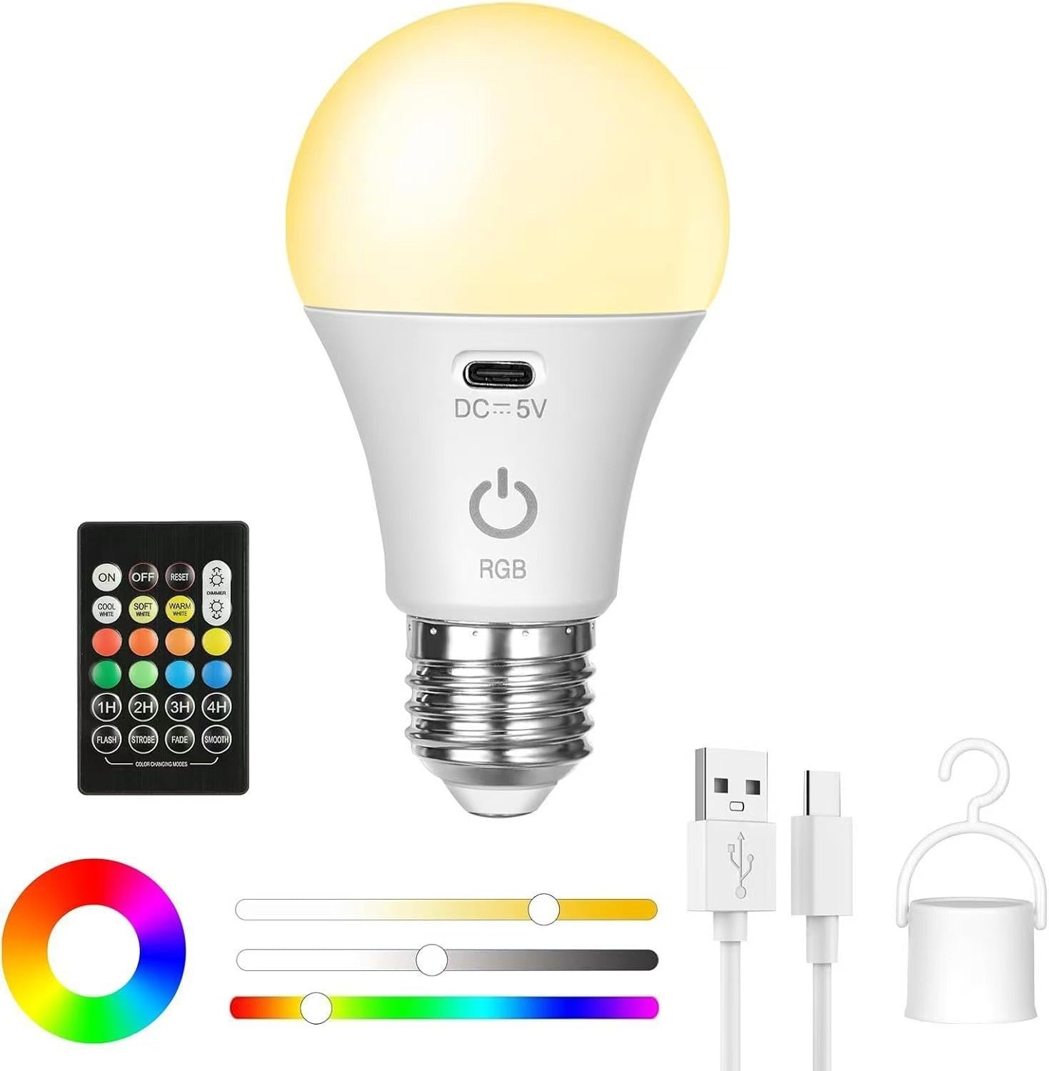 E27 Base vis Tri-color RGB minuterie contrôlée Ampoule dimmable