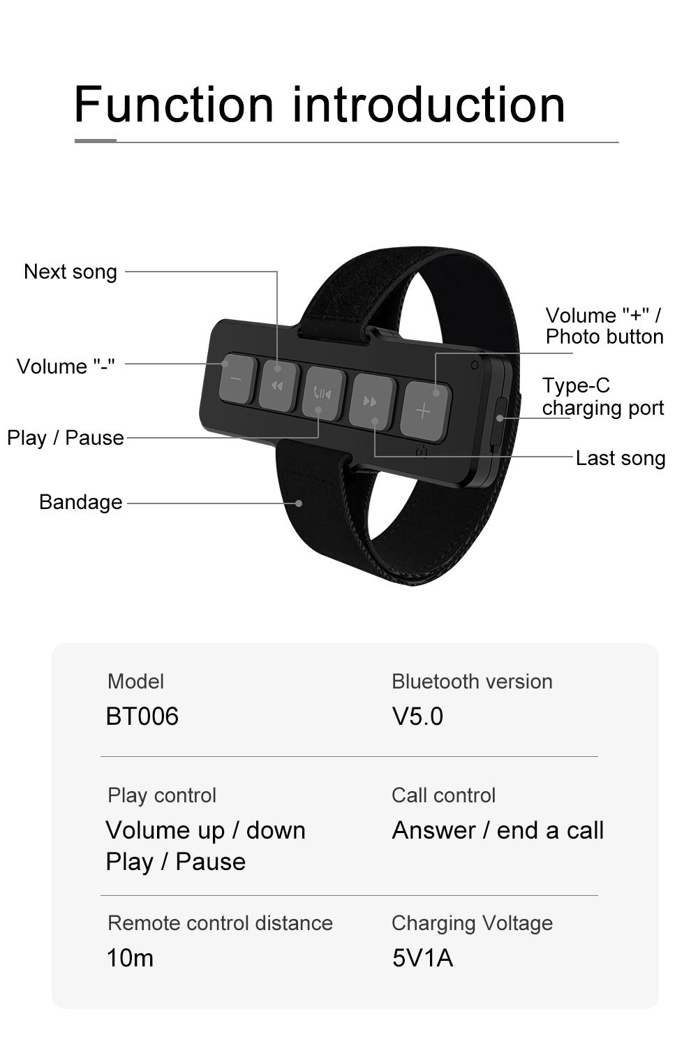 Bluetooth 50 voiture Bluetooth contrôleur moto télécommande Réponse accrocher téléphone