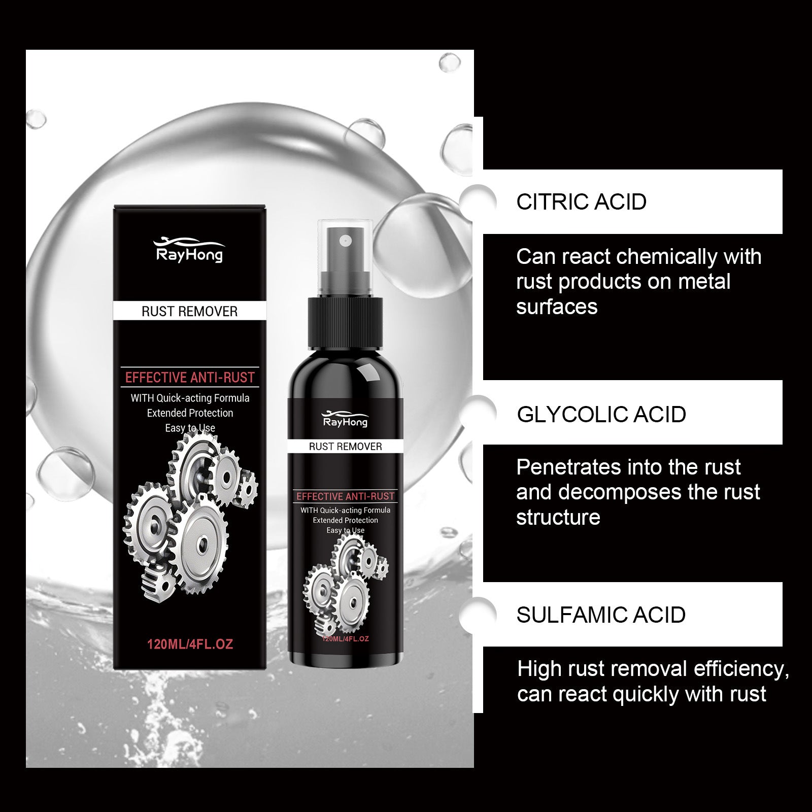 RAYHONG Rust Remover for Metal Wheels Rust Prevention