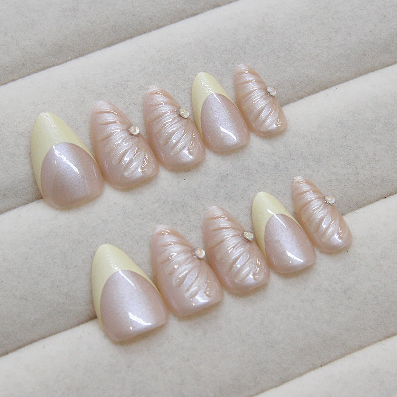Stickers Art des ongles de style français Design de coquille 3D amovible