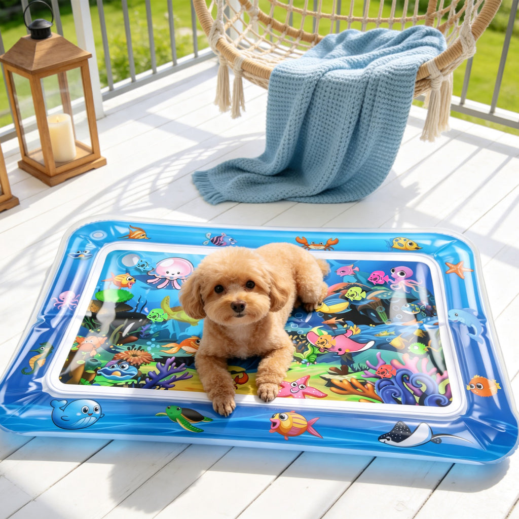 Mat d'eau chat interactif de jeu sensoriel avec des jouets flottants de poisson LED couleur changeant ligh
