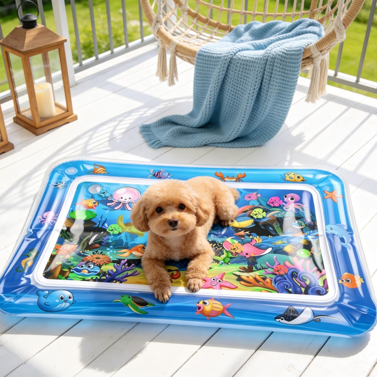 Mat d'eau chat interactif de jeu sensoriel avec des jouets flottants de poisson LED couleur changeant ligh