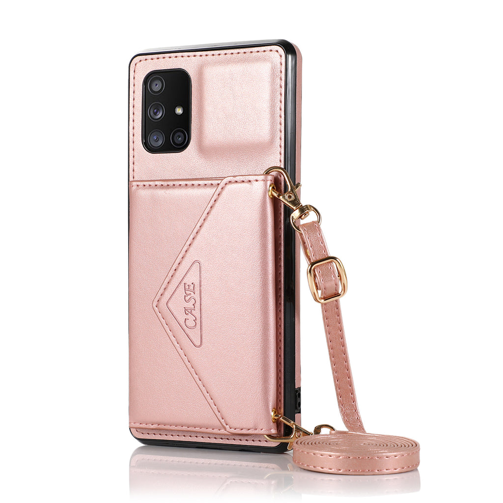 Slope Triangle au-dessus d'une épaule Téléphone portable Multi-fonctions Cover Wallet Card Cas en cuir
