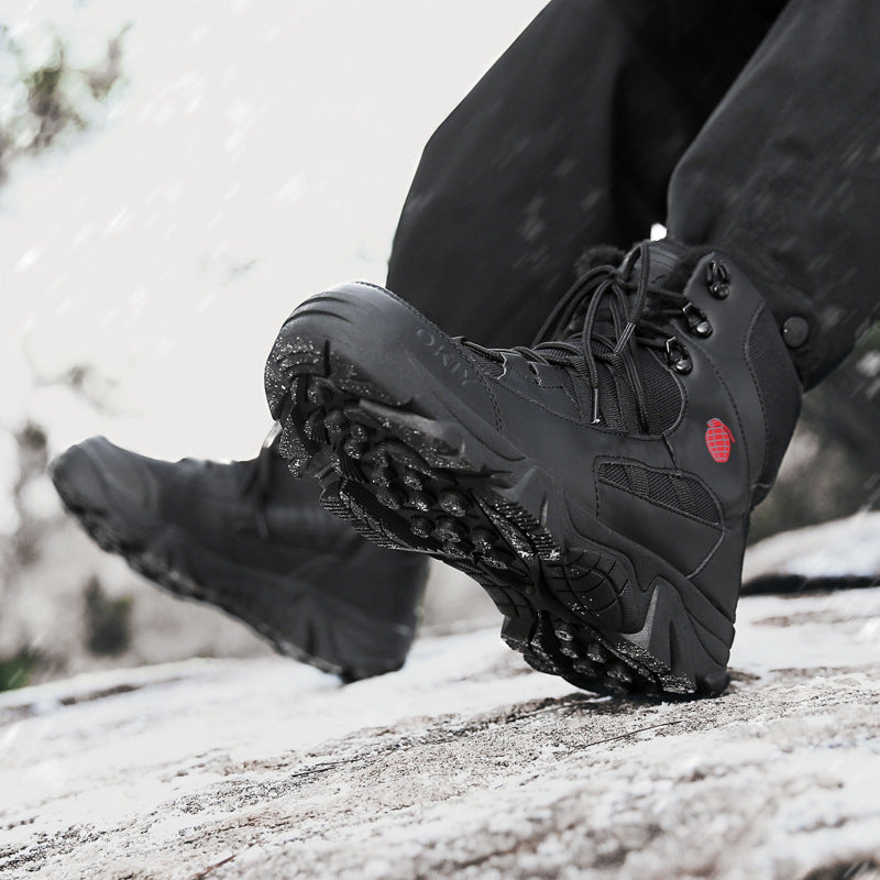 Exportation d'hommes Camping d'hiver Combat militaire bordé de polaire neige chaude Bottes d'escalade extérieure