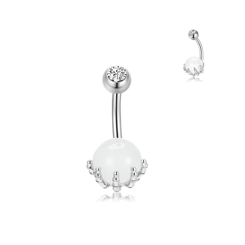 14G Squelette Griffe Opale Bague de bouton Belly