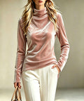 Velours Mode Loose-fit Manches longues à col élevé