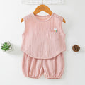 T-shirt de fil de coton pur d'été et short mince pour enfants