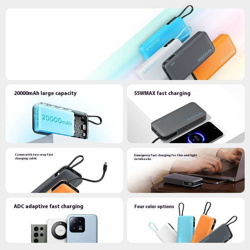 20000 MA Mobile Power PD Fast Charge avec câble Power Bank