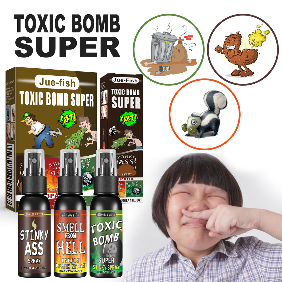 Funny Funny Toy Stink Entertainment Spray Avril Jour de la folie Trick Spray 3 pièces 1 Bo