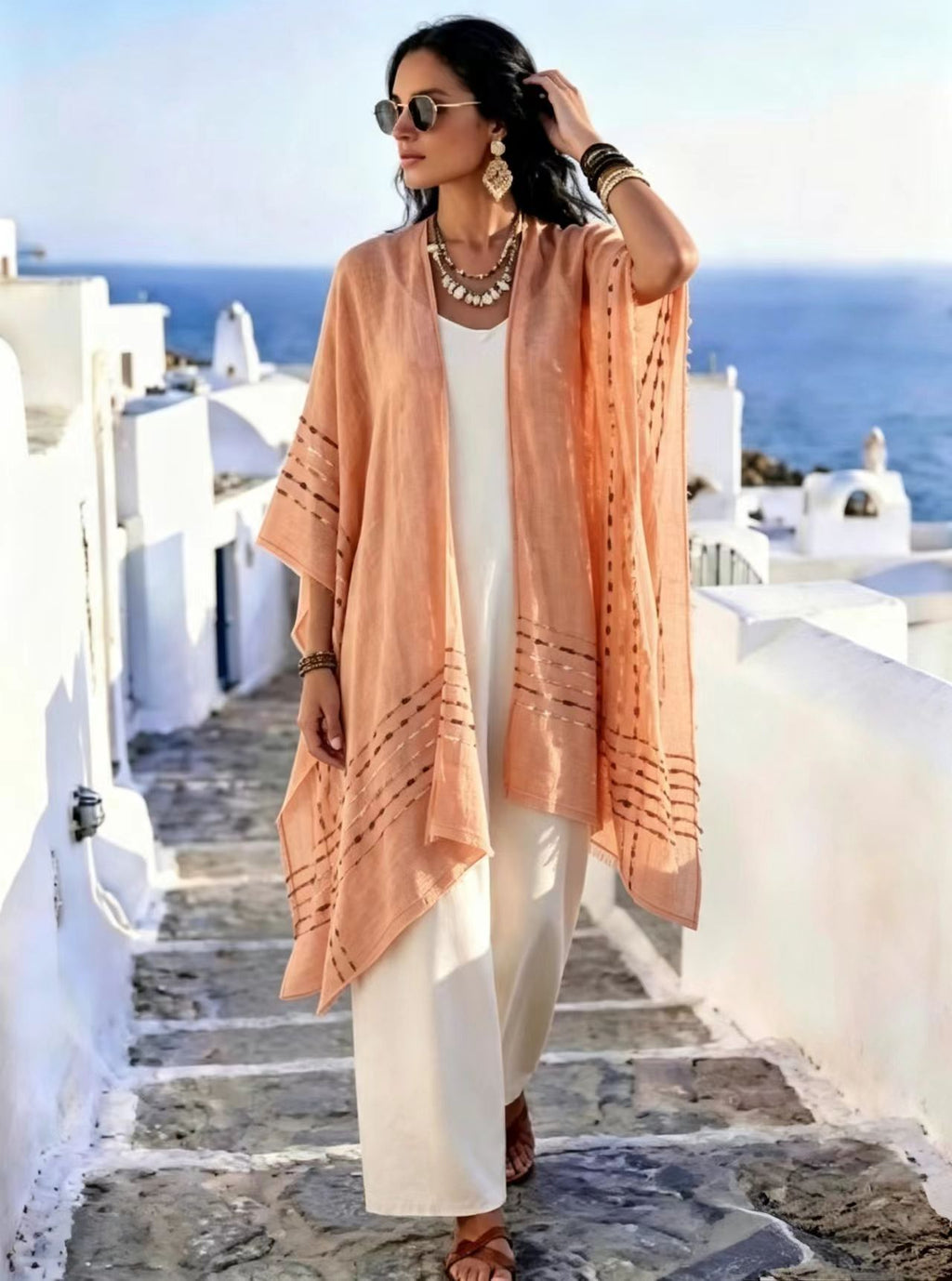 Nouveau style Sun-protective Shaw Womens Resort-style Knitted Cardigan
