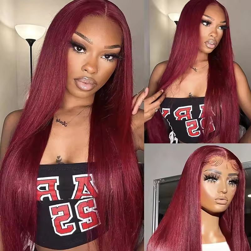 Vague du corps Perruque humaine 13x4 HD Bourgogne Perruque avant Perruque humaine avec cuticule aligné B