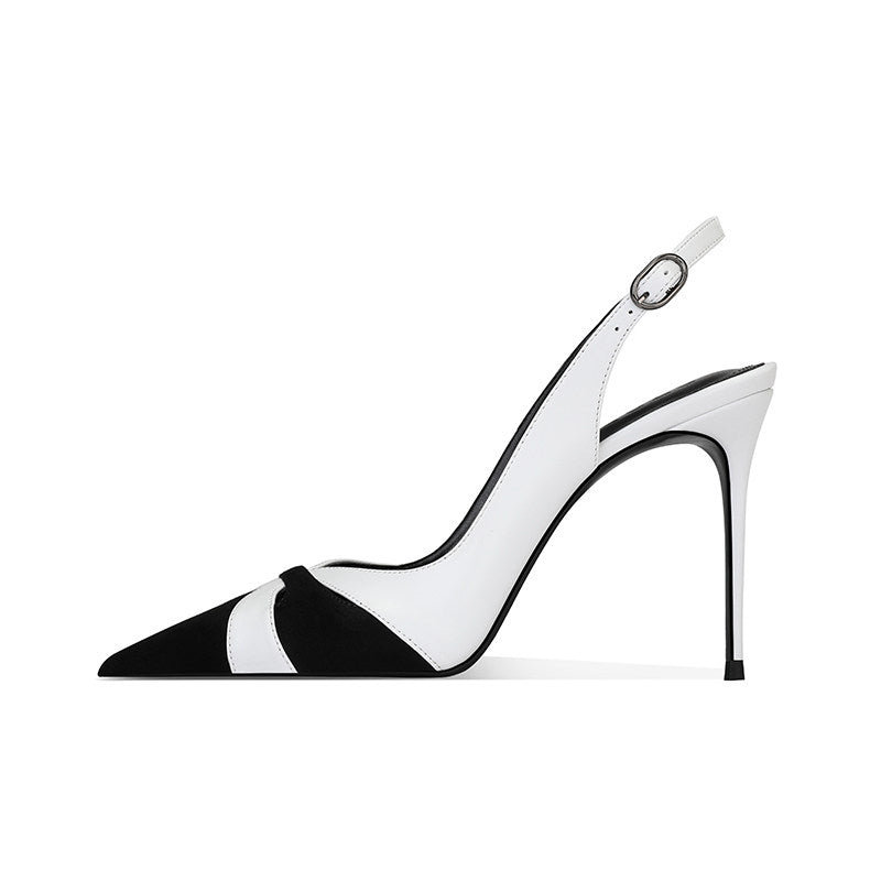 Sandales stiletto pointues confortables avec un orteil fermé et une boucle de cheville strappy