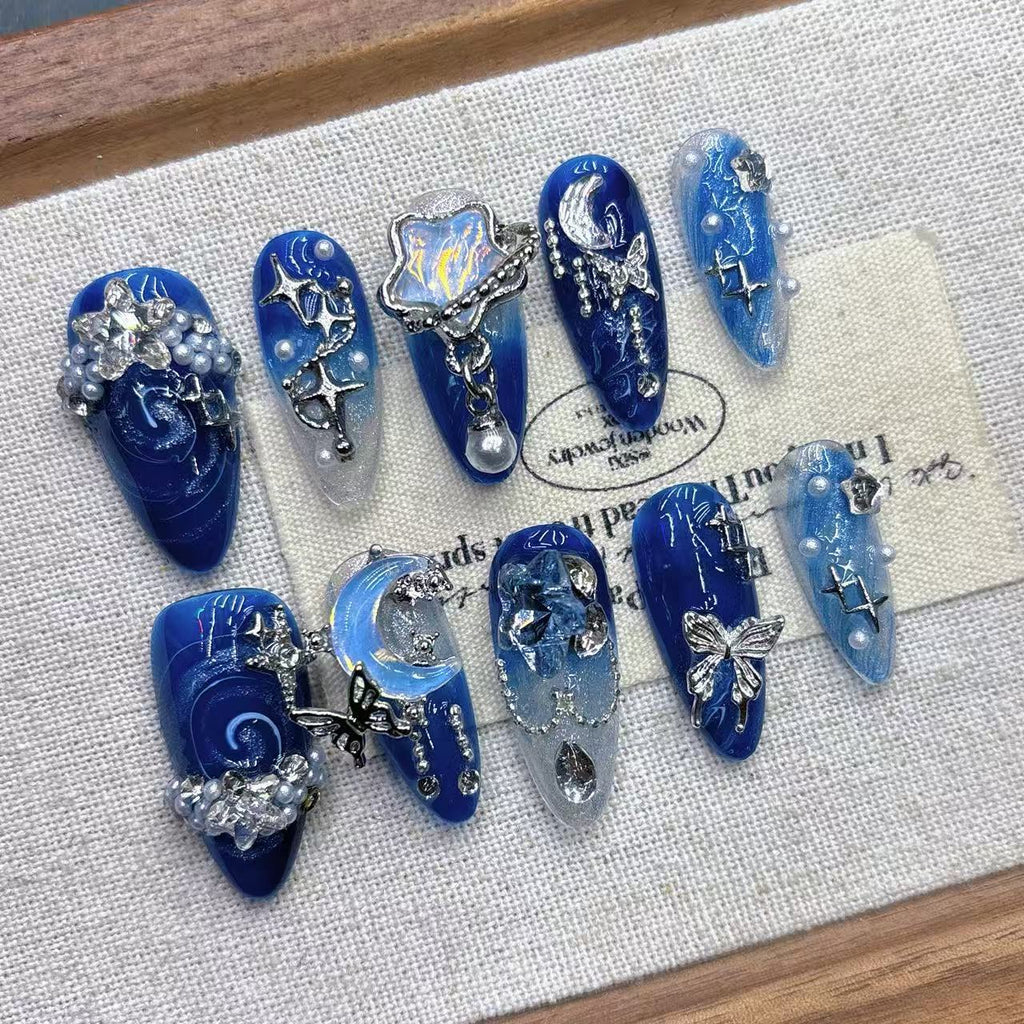 Blue Starry Night Art fait main avec un effet tonique équitable