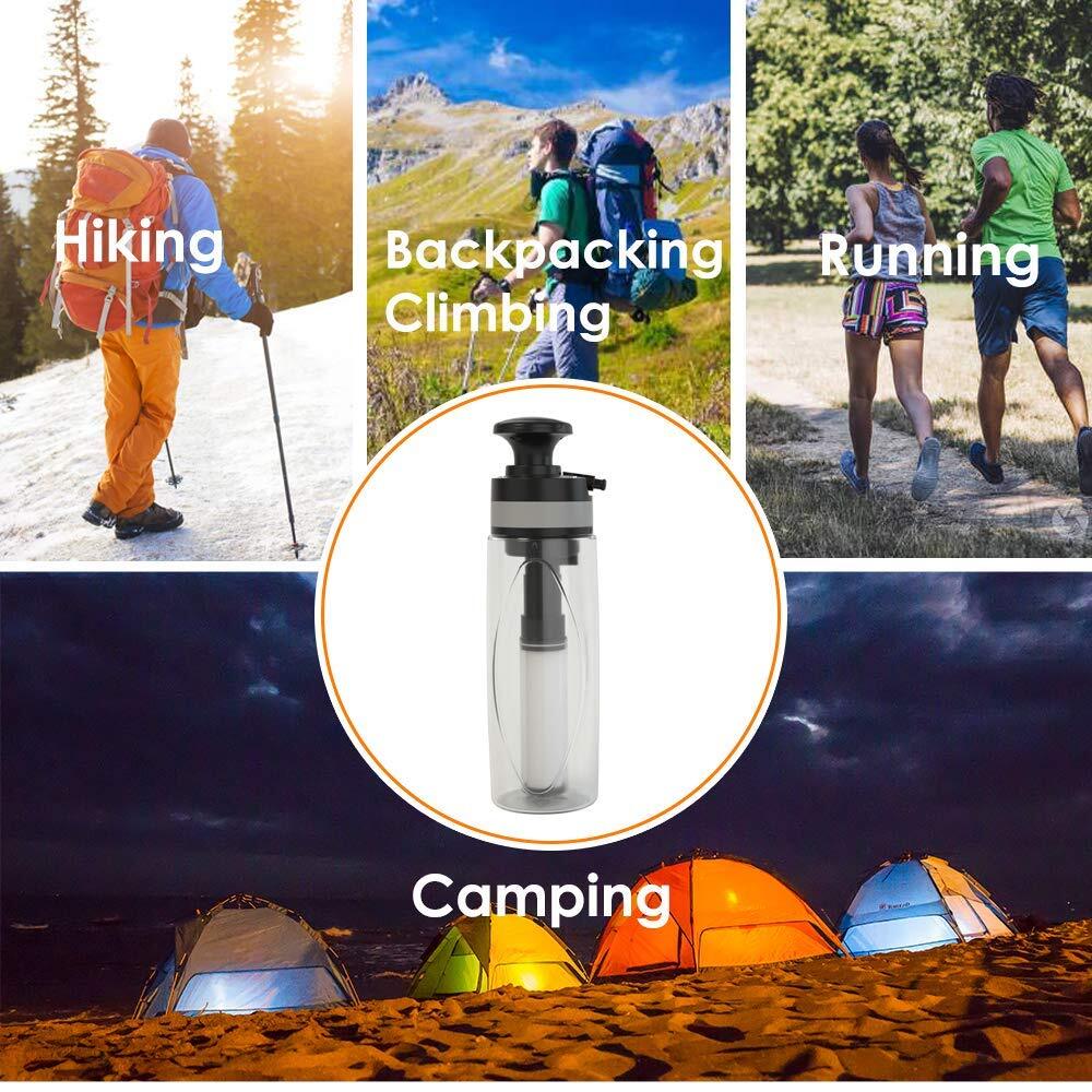 Bouteille d'eau filtrée de 26 oz de 750ml avec paille de filtre pour camping en plein air