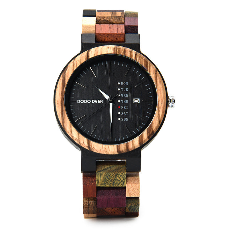 Wood Couple's European and American Style Calendrier Watch