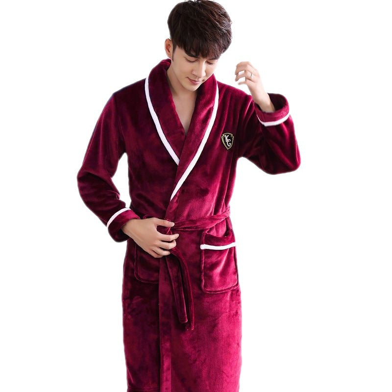 Flanelle Épaisseur longue section peignoir hommes