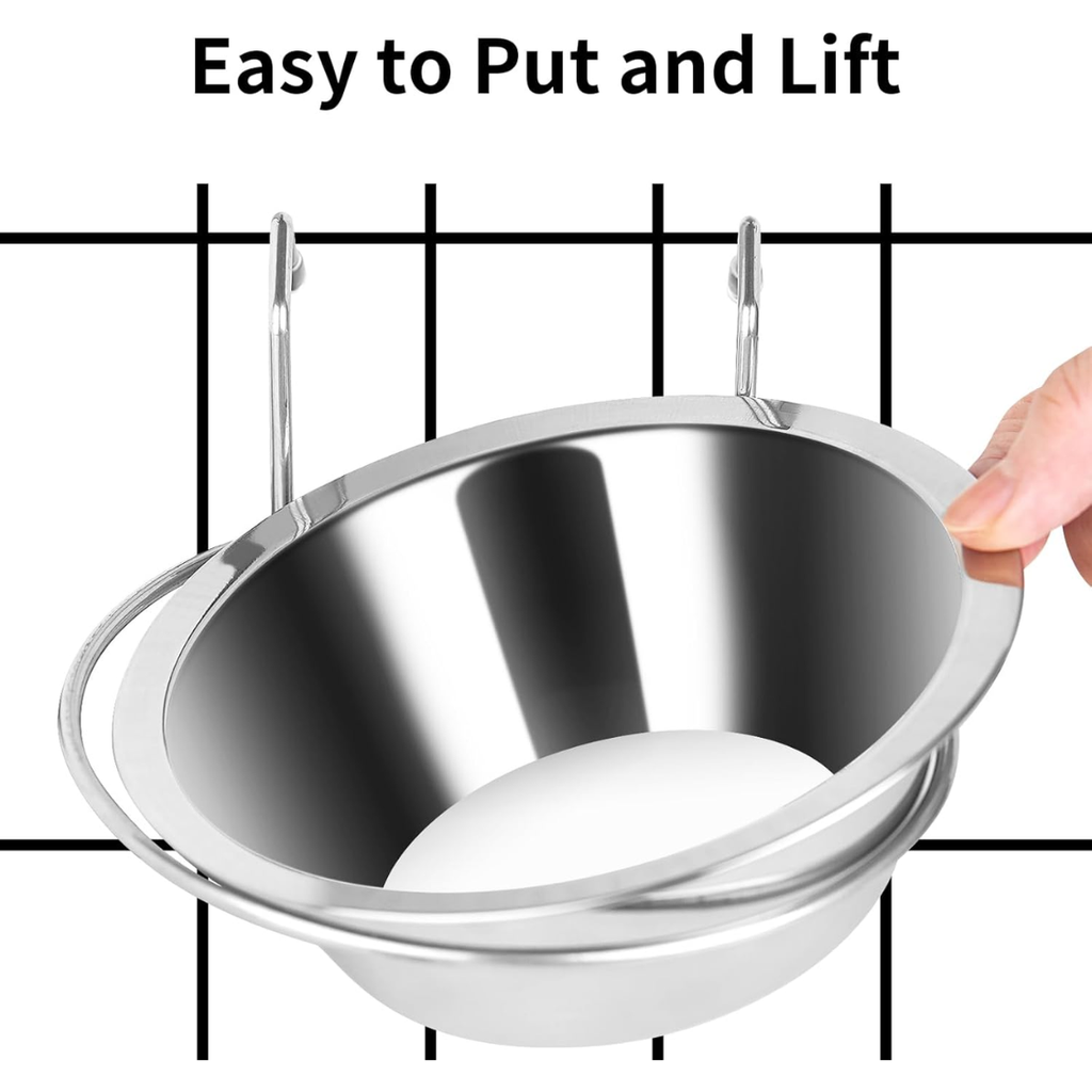 2PCS 8 oz en acier inoxydable suspension cuvettes d'eau de Kennel