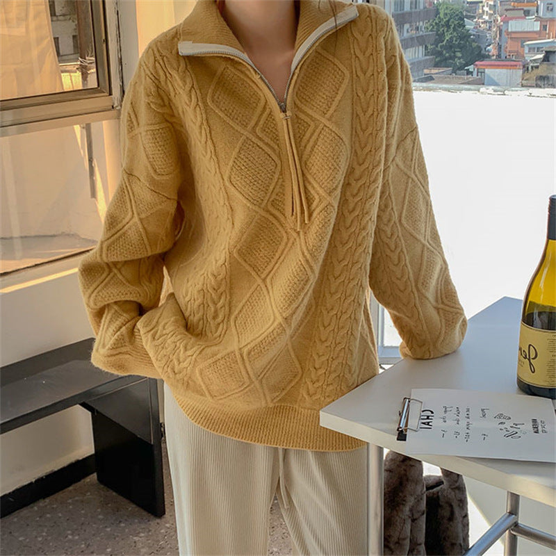 Women's half-zip turtleneck sweater