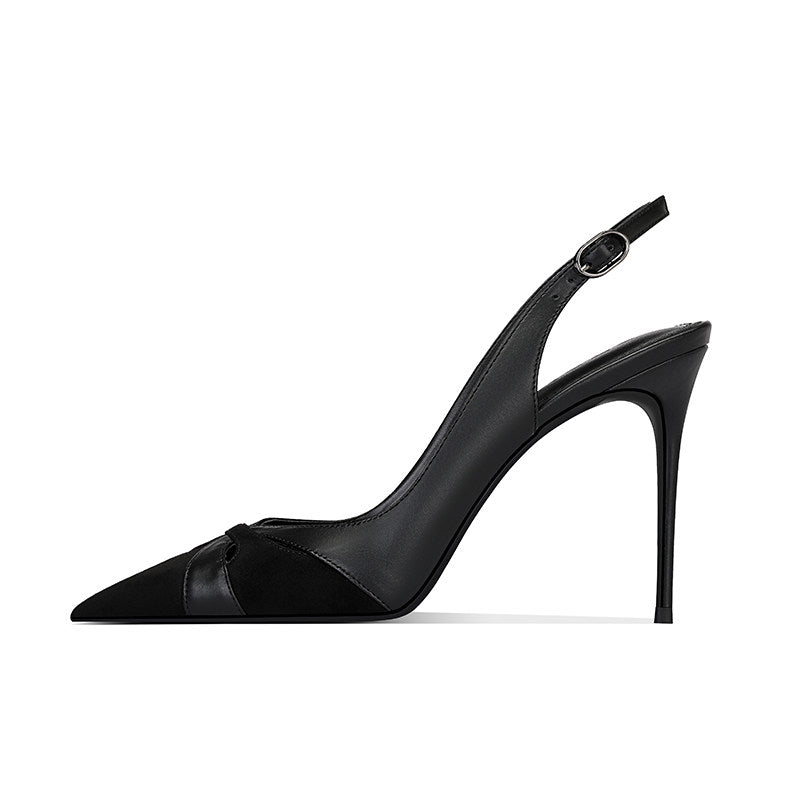 Sandales stiletto pointues confortables avec un orteil fermé et une boucle de cheville strappy